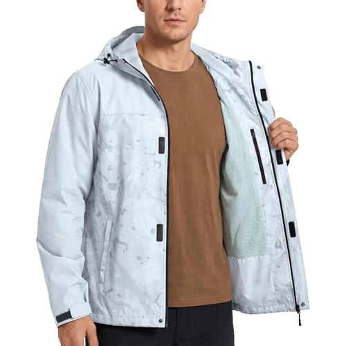 Image of LOOGU Rain Jacket for Men, Packable Waterproof Rain Shell Lightweight, S-3XL for Hiking Fishing Camping