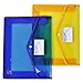 File Folders Expandable Poly Envelope File Wallet 3.1 inch Expansion 2 Pack (Blue, Yellow)