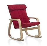mecedora infantil madera Montaje sencillo GEESE Mecedora Infantil con tapizado, Abedul, Rojo, 50x44x62 cm