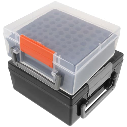 Caja de almacenamiento para baterías portátiles con tapa y asa AA