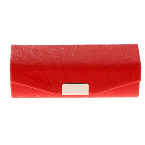 Inzopo Étui en cuir PU pour rouge à lèvres - Sac organisateur pour sac à main - Étui souple durable - Kit de rangement cosmétique avec miroir - Rouge Cover