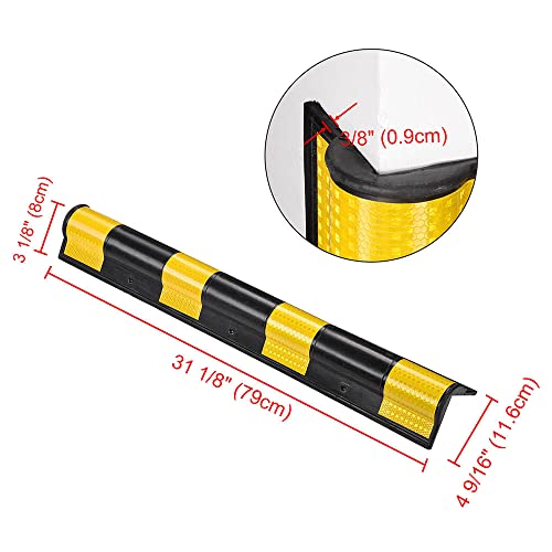 Yescom 31" Reflective Corner Guard Wall Corner Protector Round With Yellow Strips For Garage Parking Lot 2 Packs #TOP2