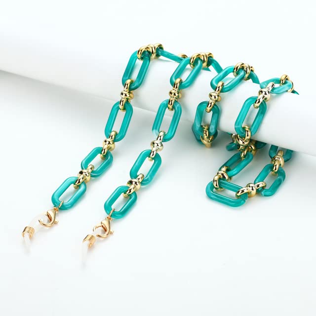 SOREZE SOREZE Cadena de Botones acrílicos para Gafas, Cadena para Mujer, máscara antipérdida, Gafas de Sol Colgantes, Cordones, Correa de sujeción, Collar de Cuerda