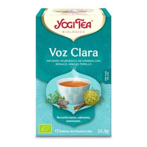 Yogi Tea, Voz Clara - Infusión Ayurvédica con Regaliz, Hinojo y Tomillo - Sin cafeína - 17 bolsitas (30,6g)