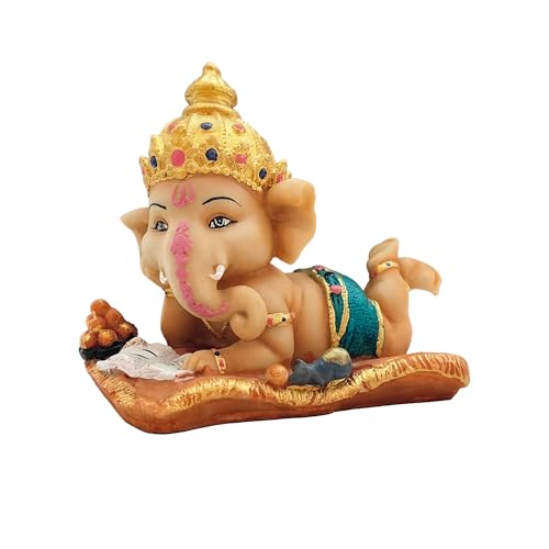 Image of YASHONIDHI Lord Ganpati Reading Book, Studying Bal Ganesha Cute Statue, Made of Resin, for Pooja Room, Living Room, Study Room, Home and Office Decoration, Showpiece for Gift Purpose