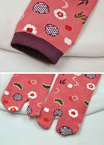 Hellomamma Women's Tabi Flip Flop Socks Two Toe Split Athletic Cotton Colorful Ankle Sock 4pairs2