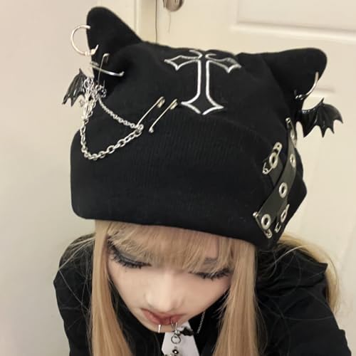 Gorro Beanie Y2k Goth Para Mujeres Invierno Punk miniatura 2