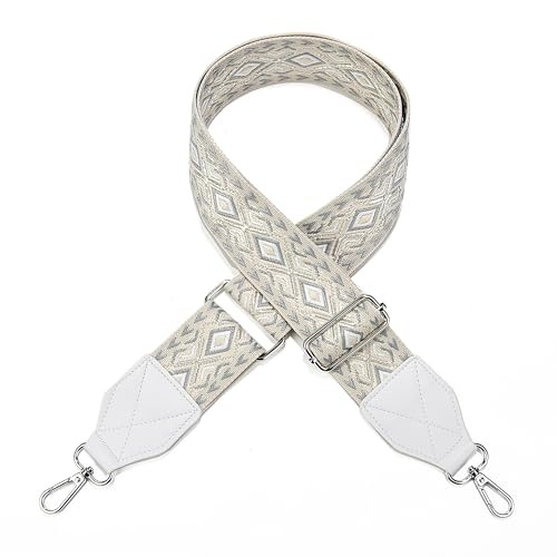 Image of LEMEDE Purse Strap,2 inch Leather End Shoulder Strap Adjustable Replacement,Retro Jacquard Multi-pattern Crossbody Bag Straps