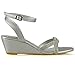 ESSEX GLAM Womens Wedge Heel Sandals Ladies Silver Diamante Sparkly Mid Heel Ankle Strap Buckle Bridal Evening Shoes 8 B(M) US
