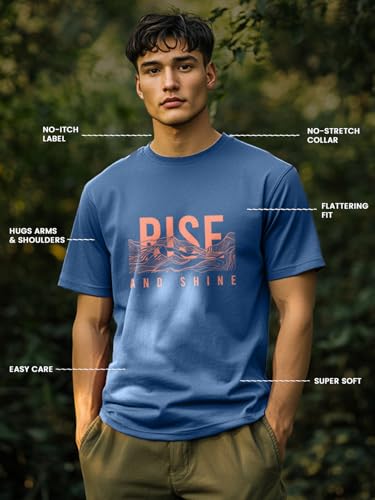 Image of Nobero 100% Cotton T Shirts for Men Stylish | Regular Fit | Graphic Printed T Shirts for Men 180 GSM Combed Cotton | Round Neck Half Sleeve