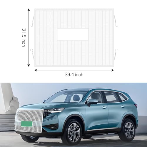 Image of Wuyaoyao Car Grille Protection Net, 39.4 inchx31.5 inch High-Density Front Grill Air Intake Mesh Dustproof Net with Hooks, Car Grill Mesh Blocks Stones Leaves Dirt, Universal Car Accessories (Opening: White)