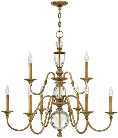 Hinkley Eleanor Traditional Nine Light Chandelier Foyer, Heritage Brass