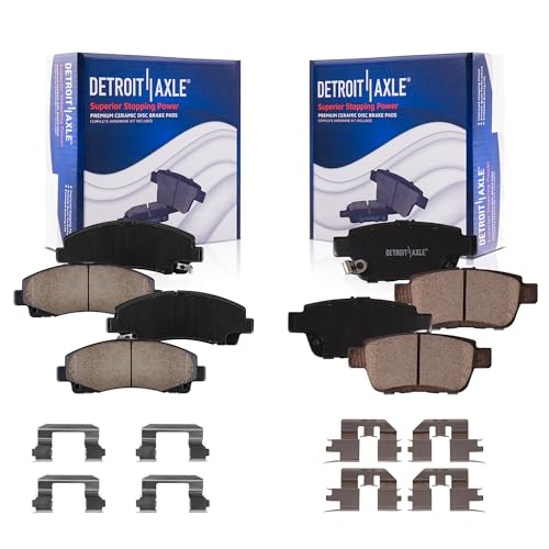 Image of Detroit Axle - Brake Pads for 2006-2011 Honda Ridgeline 2009-2014 TL | Front and Rear Ceramic Brake Pads Hardware Replacement