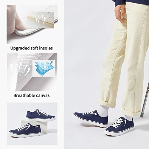 Image of Women Canvas Sneaker Slip On Non Slip Casual Shoes Lace Up Canvas Low Top White Shoes Loafers for Women Fashion Black Sneaker
