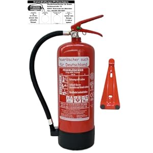 Brandengel® 6kg ABC Pulver Feuerlöscher mit Manometer EN 3, Messingarmatur Sicherheitsventil, mit Kunststoffstandfuß mit Wandhalter (Mit Prüfnachweis U. Jahresmarke) für Haushalt, gewerblich Büro