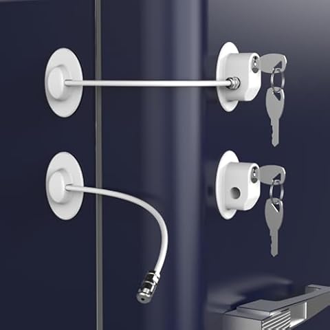 2 Pack Refrigerator Door Locks，Freezer Door Locks，File Drawer Cabinet Locks by REZIPO White with 4 keys Cover