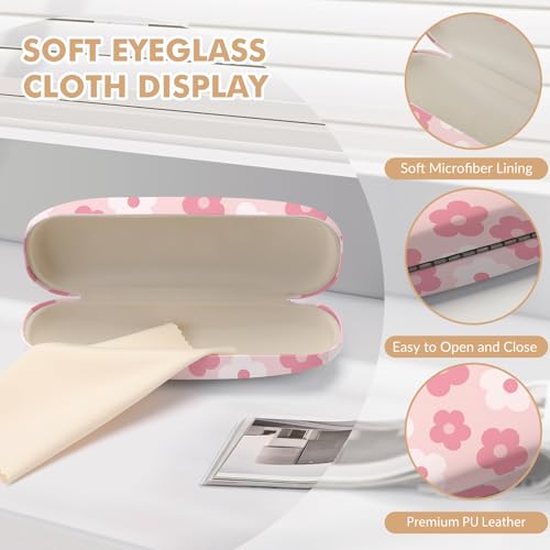 Image of Glasses Case Hard Shell,Portable Protective Eyeglasses Case, Eyeglass Holder Box with Cleaning Cloth,for Women Men