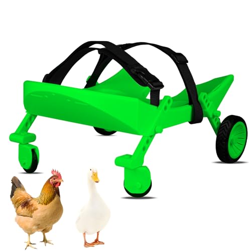 KNYXPP Pet Chicken Wheelchair with Swivel Wheels, Chicken Wheelchair Cart- Easy Assembly, Leash Hook, Safety Straps, Suitable for pet Chickens with Limited Mobility (Green)