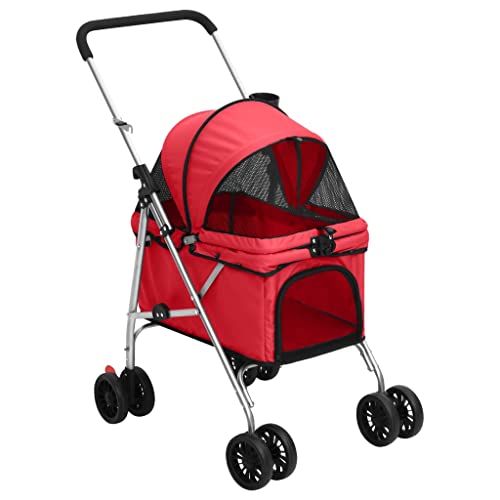 Kaloriko Carrito plegable para perros de tela Oxford 300D con red transpirable y freno de seguridad, 76 x 50 x 100 cm, color rojo, para perros, gatos, cachorros y personas mayores, para exteriores