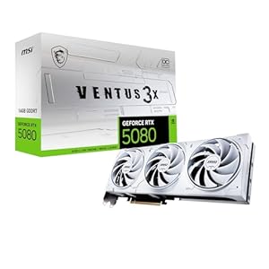MSI GeForce RTX 5080 16G Ventus 3X OC White — 16GB GDDR7 (30Gbps/256-bit), PCIe 5, Boost: 2640 MHz, HDMI 2.1b, DisplayPort 2.1b