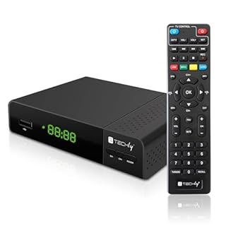 Techly 360998 Decoder Ricevitore Digitale Terrestre DVB-T/T2 H.265 HEVC 10bit con Display e Telecomando Universale 2 in 1 Nero