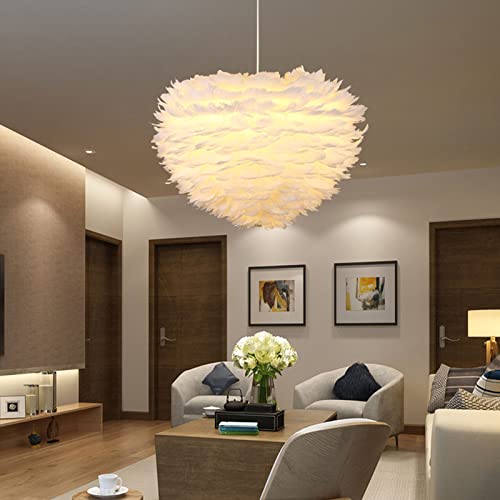 Lustre plume blanche pour chambre de fille et ambiance douce - 6