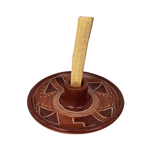 Sostenedor de Incienso Palo Santo Mochica - Incluyendo 1 Varilla de Palo Santo - Hecho a Mano en Terracota