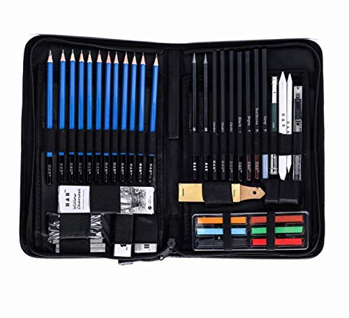 Color You Ensemble de crayons à dessin H & B, ensemble de dessin et croquis (48 pièces), ensemble complet pour artiste comprenant des fournitures d'art