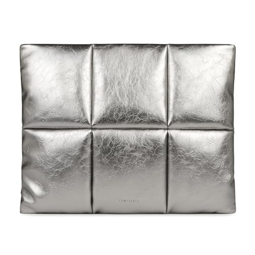 Image of Comfyable Puffy Laptop Sleeve 15 Inch 16 Inch, Quilted Puffer Laptop Carrying Case, Pillow Pouch Compatible for MacBook Air 15 in M4 2025 & MacBook Pro 16 in M4 2024, Silver