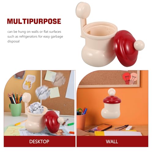 Mini caneca de basura beige con tapa y diseño bota miniatura 7