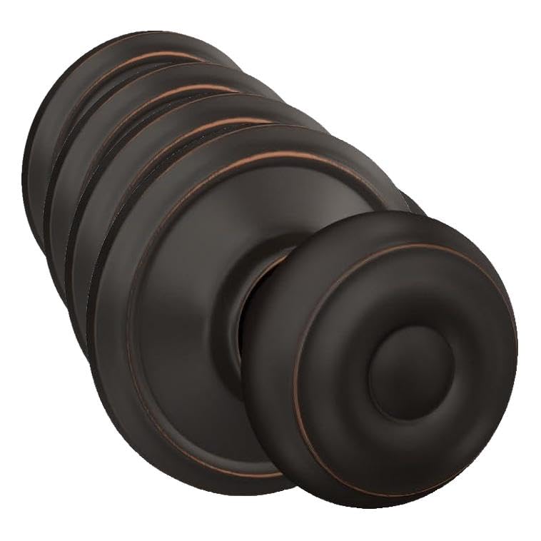 Image of SCHLAGE F10 GEO 716 Georgian Door Knob, Hall & Closet Passage Lock, Aged Bronze (Pack of 4)