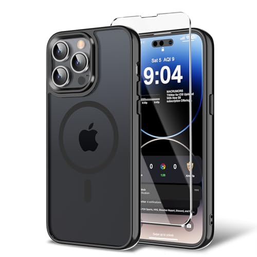 BPOASE Magnetic Case for iPhone 11 Pro Max with Screen Protector [Compatible with Magsafe] Ultra Slim Translucent Matte Shockproof Protection Phone Cover-Black