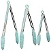 Novosun Kitchen Tongs,Set of 3-7,9,12 inches,Non-Stick,Stainless Steel,Heat Resistant Locking Tongs with Silicone Tips,Can Also Be Used as Ice Tongs and Sugar Tongs (Teal)