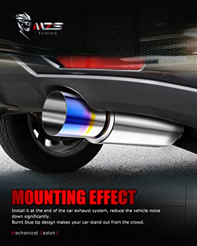 Mzs MZSEXHAUSTMUFFLERC017BLUEA2 Exhaust Muffler, Stainless Steel Exhaust Tip 18.5 Inch Length 2.5 Inch Inlet 4 Inch Outlet Straight Through Universal thumb #6