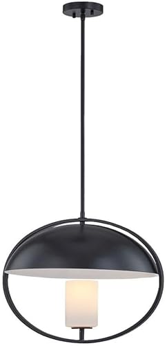 Justice Design Group Lighting FSN-4321-OPAL-MBLK - Colgante Capitol, negro mate, ópalo