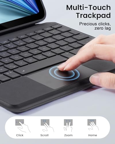 Funda de teclado para iPad Air 11 M3 con trackpad desmontable y luz 4