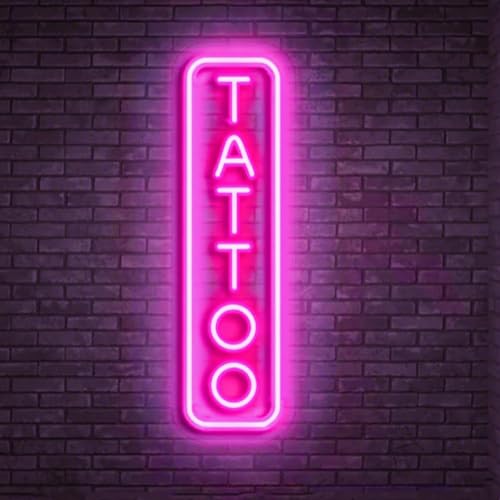 Image of Dimmable Tattoo Neon Sign,LED Reusable Neon Signs,Arylic Tattoo Shop Sign with Dimmer for Tattoo Salon, Studio, Shop Plaque,Tattoo Gifts for Friends,17x6in(Pink)