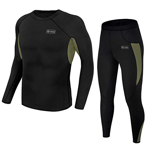 Men’s Thermal Underwear Set, Cold Weather Fleece Lined Sport Long Johns Base Layer Quick Drying Thermo for Hunting Skiing-XL