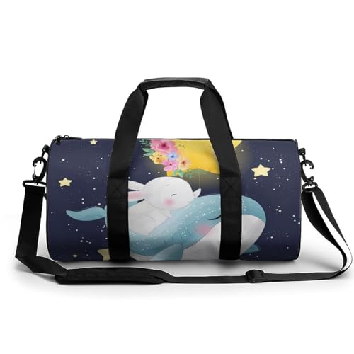 Duffel bag baleine lapin étoiles grand sac de sport et voyage 45cm