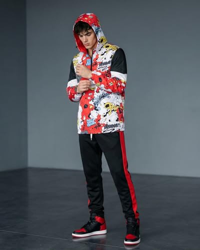 Image of Screenshotbrand Lightweight Hooded Water Resistant Windbreaker - Zip-up Fashion Map Print Rain Jacket