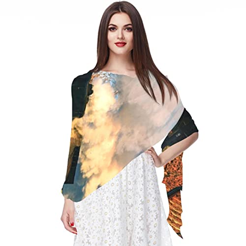 Bufanda de gasa, ligera, suave, transparente, larga, para todas las estaciones, locomotora de vapor de tren vintage (2), Varios colores