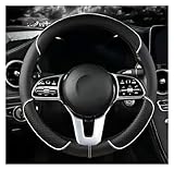 Para Coche Deco Línea Costura Cuero Protector Para Volante Coche Tridimensional Antideslizante Timple Y Moda Volante Automóvil Protector Volante Coche(Wit)