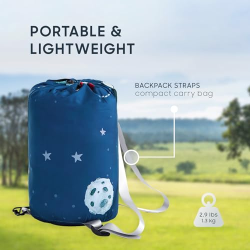 Wake In Cloud - Bolsa de Dormir para Niños, Ligera y Compacta, Forma Rectangular, Capacidad Individual, Color Azul Cohete Espacial miniatura 4