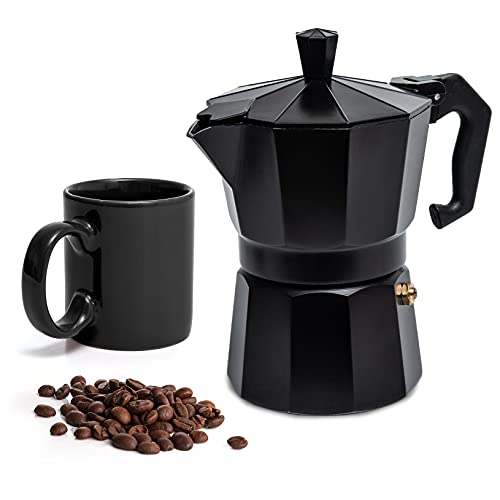 Mixpresso 3 Cup Moka Pot Stovetop Espresso Maker, Italian Cuban Coffee Pot