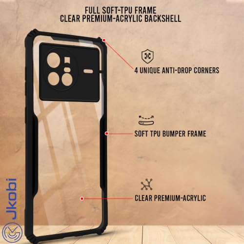 Image of Jkobi Hybrid Back Cover Case for Vivo X80 (Shockproof with Polycarbonate Clear Panel | Professional Black)
