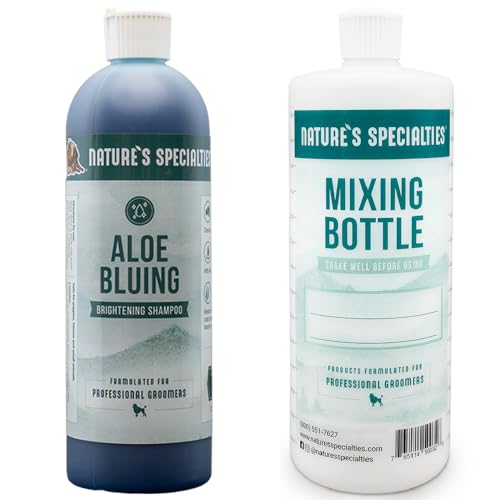 Image of Nature's Specialties Mixing Bottle and Dog Shampoo Concentrate Bundle, Easy to Read Measurements Mixing Bottle 32 oz, Bluing Dog Shampoo Concentrate 16 oz