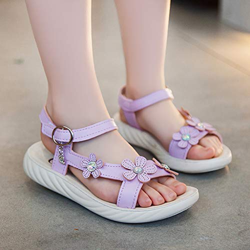 Sandals for Toddler Girls Kids Baby Girls Shoes Bohemian Casual Flower Crystal Sandals Princess Shoes (Purple, 11.5 Little Kids)2