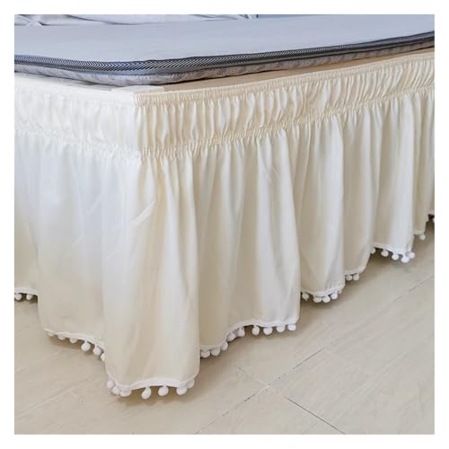 YGSGJSP Faldón de Cama Falda de Cama elástica for Uso doméstico y hotelero, Envolvente, Camisas de Cama sin Superficie de Cama 1 Pieza(Beige,200x200x40cm)