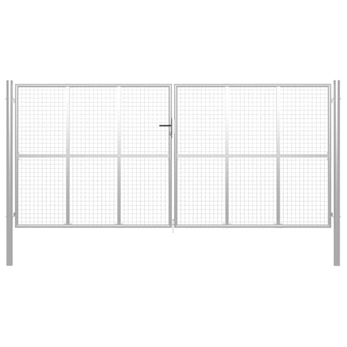 vidaXL Puerta de jardín de Acero galvanizado 400 x 200 cm Color Plata