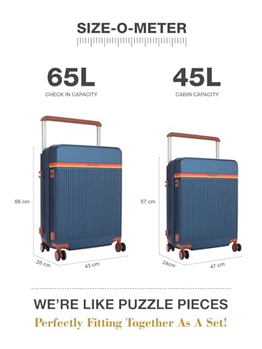 Image of FUR JADEN The Aviator 75cm German Polycarbonate Travel Luggage Suitcase with 8 StealthTech Silent Shock Absorbing Wheels, TSA Lock & Aerospace Grade Wide Trolley (Cobalt Navy, Cabin 28 inch)